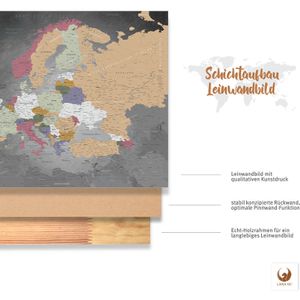 Produktbild für Europakarte Lana-KK Schiefergrau, mit Holzrahmen