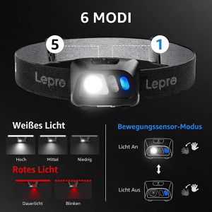 Produktbild für Stirnlampe Lepro LED, wiederaufladbar