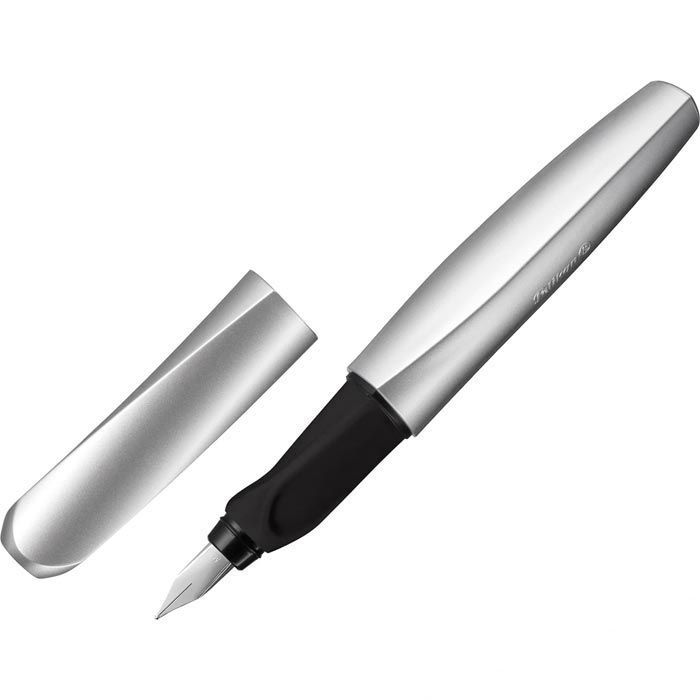 Pelikan Füller Twist Silver P457, Kunststoff, M, Feder Böttcher AG – für & Rechtshänder, silber aus Links