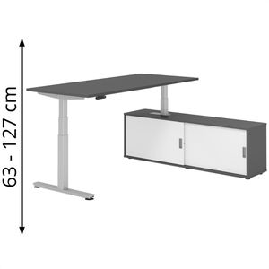 Produktbild für Schreibtisch Hammerbacher XDSM, 29870, graphit, mit Sideboard
