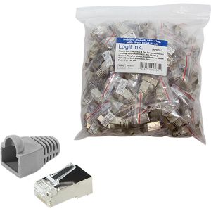 Produktbild für Modularstecker LogiLink MP0011, graue Tülle, Cat.5e, RJ45
