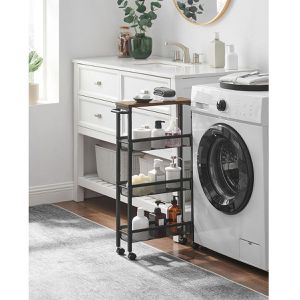Produktbild für Nischenregal Vasagle LRC032B01V schwarz mit Rollen