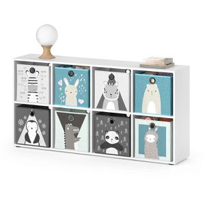 Produktbild für Bücherregal Vicco Scutum, weiß, mit 8 Faltboxen
