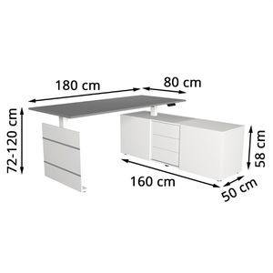Produktbild für Schreibtisch Kerkmann Move 3, 3846, graphit, mit Sideboard