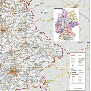 Produktbild für Deutschlandkarte Franken KAM300 Straßenkarte mit Metallleisten