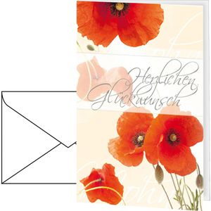 Geburtstagskarten Sigel DS003, Red Poppies