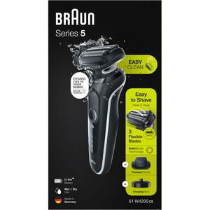 Braun Elektrorasierer Series 5 51-W4200cs, weiß, Wet & Dry, mit  EasyClick-Trimmer und Ladestation – Böttcher AG | Haarschneider
