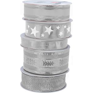 Produktbild für Geschenkband Präsent Weihnachten, silber