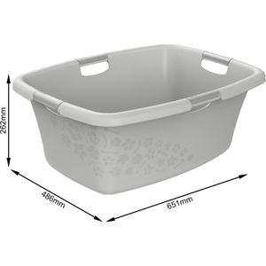 Produktbild für Wäschekorb Rotho Flowers, grau, mit 4 Griffen