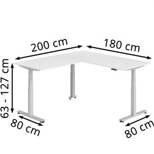 Produktbild für Schreibtisch Hammerbacher XDSMW, weiß / silber