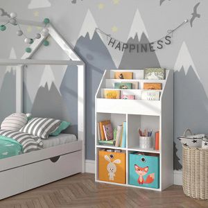 Produktbild für Bücherregal Vicco Luigi, weiß, mit 2 Faltboxen