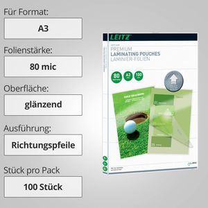 Produktbild für Laminierfolien Leitz 7485 iLAM UDT, DIN A3