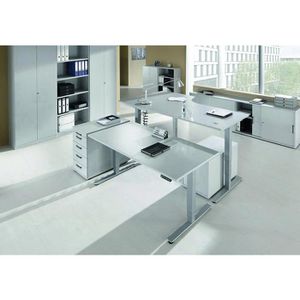 Produktbild für Schreibtisch Hammerbacher XDSM 82, lichtgrau / silber