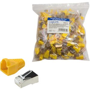 Produktbild für Modularstecker LogiLink MP0015, gelbe Tülle, Cat.5e, RJ45