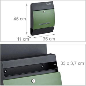 Produktbild für Briefkasten Relaxdays 10020774, schwarz/grün, aus Stahl