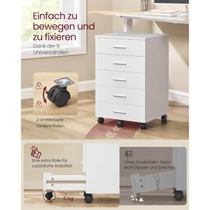 Produktbild für Rollcontainer Songmics OFC081W01, aus Holz, weiß