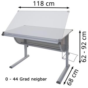 Produktbild für Kinderschreibtisch Mendler Oxford, aus Holz / Metall, weiß