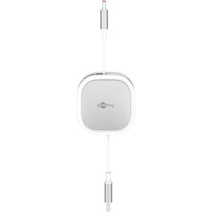 Produktbild für Ladekabel Goobay 77424 Aufrollkabel, weiß, 1m