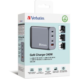 Produktbild für USB-Ladegerät Verbatim GNC-240, GaN, 240 Watt