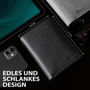 Produktbild für Portemonnaie Vebon Note, schwarz, aus Echt Leder