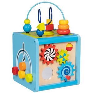 Goki Motorikspielzeug 58735, Activitywürfel, Motorikwürfel aus Holz, ab 1 Jahr