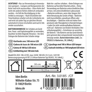 Produktbild für Lichterkette Idena 30185, Micro, 100 LED, innen