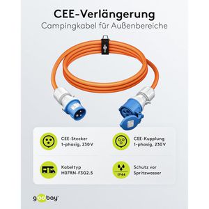 Produktbild für Verlängerungskabel Goobay 76230, für außen IP44