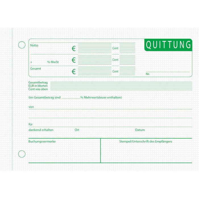 Avery Zweckform Formularblock Formularbuch Quittung A6 Quer VE=50 Blatt (20 Stück