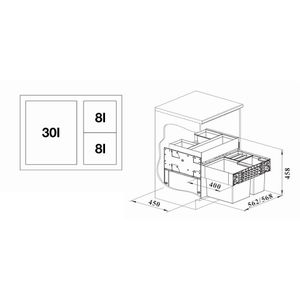 Produktbild für Einbaumülleimer BLANCO Select II 60/3 Orga, 526210