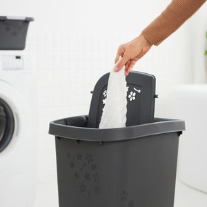 Produktbild für Wäschekorb Rotho Flowers, anthrazit, mit Deckel