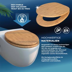 Produktbild für WC-Sitz CASARIA Toilettendeckel Bambus 108586, oval, aus Holz