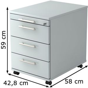 Produktbild für Rollcontainer Hammerbacher Solid AC30, aus Holz, lichtgrau
