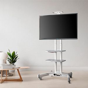 Produktbild für TV-Ständer Onkron TS1552-W, mit Ablage &amp; Rollen, weiß, Metall