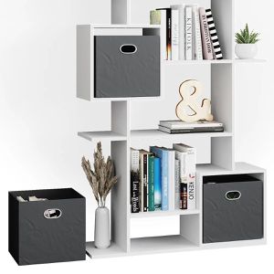 Produktbild für Bücherregal Vicco Cube, weiß, mit 2 Faltboxen
