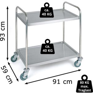 Produktbild für Servierwagen APS 11977, silber, aus Edelstahl