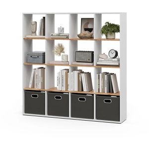 Produktbild für Bücherregal Vicco Karree, weiß / eiche
