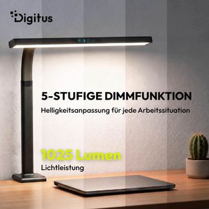 Produktbild für Schreibtischlampe Digitus DA-90490, schwarz, LED, dimmbar