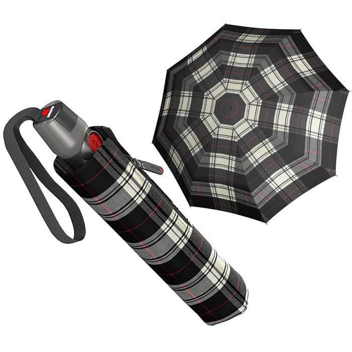 Knirps Regenschirm T.200 Medium Duomatic, check black & white, Taschenschirm,  Auf-Zu-Automatik, 28cm, Ø 98cm – Böttcher AG | Taschenschirme