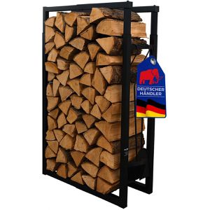 Produktbild für Kaminholzregal PROREGAL Phoenix, schwarz, mit Kaminbesteck