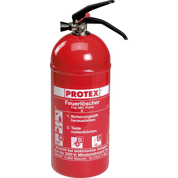 Feuerlöscher Protex PDE1GA 1 kg mit Manometer und Halterung