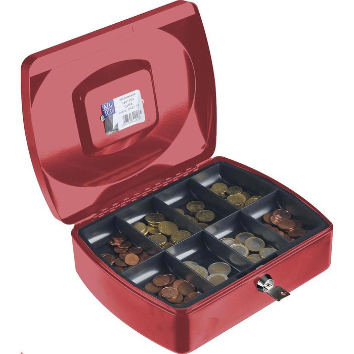 Alco Geldkassette 8420-12, rot, 25,5 x 9 x 20 cm, 8 Münzfächer – Böttcher AG