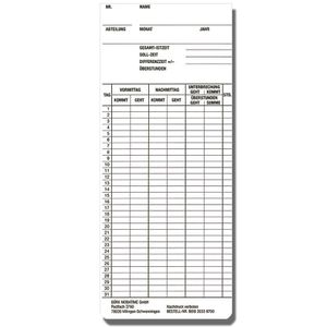 Produktbild für Stempelkarte Bürk Typ 1-6