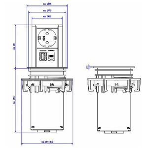 Produktbild für Einbausteckdose Bachmann Elevator, mit 0,5 m Kabel, versenkbar