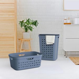 Produktbild für Wäschekorb Rotho Jona, blau, mit 4 Griffen