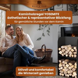 Produktbild für Kaminholzregal Black-Oak Yosemite, mit 2 Ablagen, schwarz