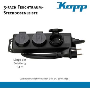 Produktbild für Steckdosenleiste Kopp Feuchtraum mit 1,4m Kabel