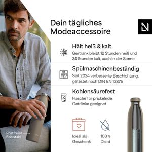 Produktbild für Trinkflasche LARS-NYSØM Ren Taupe Brown, isoliert