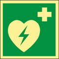 Hinweisschild Abtec ISO 7010 E010 Kunststoff 15 x 15 cm, nachleuchtend, Defibrillator