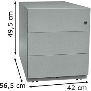 Produktbild für Rollcontainer Bisley Note, aus Metall, silber