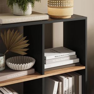 Produktbild für Bücherregal Vicco Karree, anthrazit / eiche